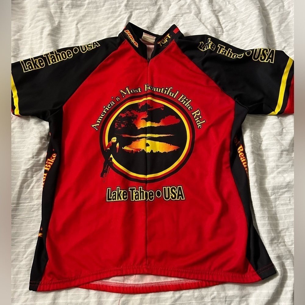 Adult Unisex Bike the west America's beautuful ride Lake Tahoe bicycle jersey XL
